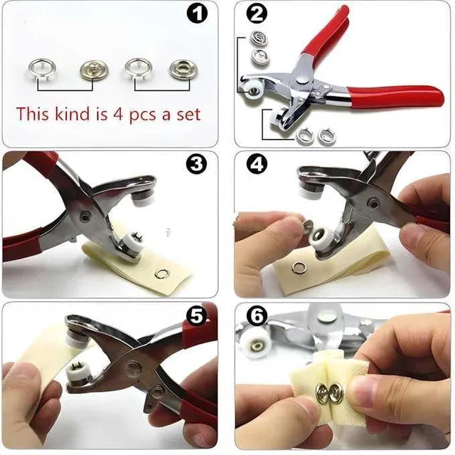 Metal Studs- 50 Sets Silver Colors 9.5mm Metal Copper Prong Snap Buttons With Pliers